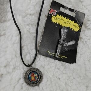 Vtg Beavis and Butt-Head Pin with Pokemon Pendant Necklace